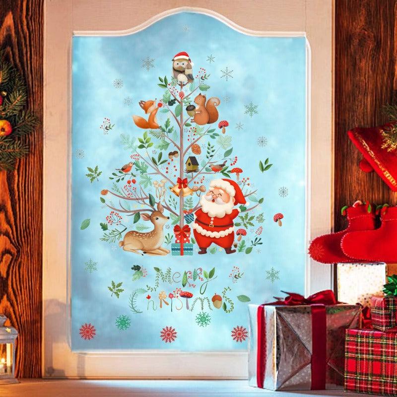 Christmas Window Clings Decorative Santa Claus Stickers