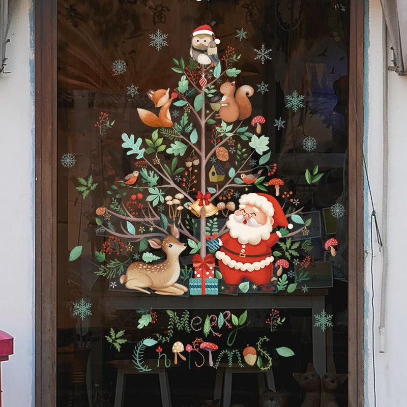 Christmas Window Clings Decorative Santa Claus Stickers