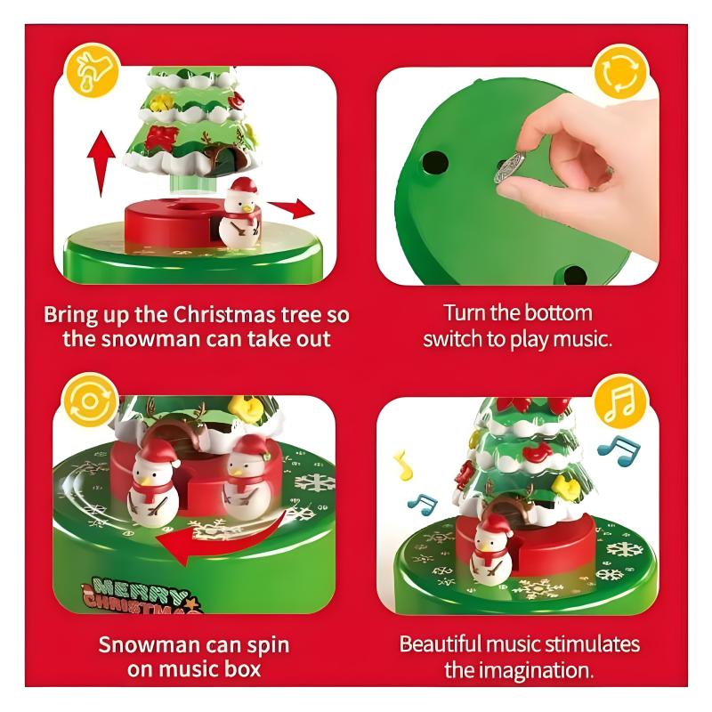 Christmas Tree Music Box with Lights and Built-In Button