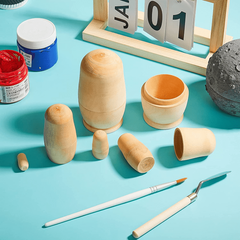 5pcs Unfinished Wooden Doll Set DIY Hand Drawn Painting Art Prop