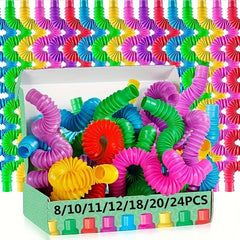 24pcs Sensory Pop Tubes Stress Relief Toys for Classroom & School