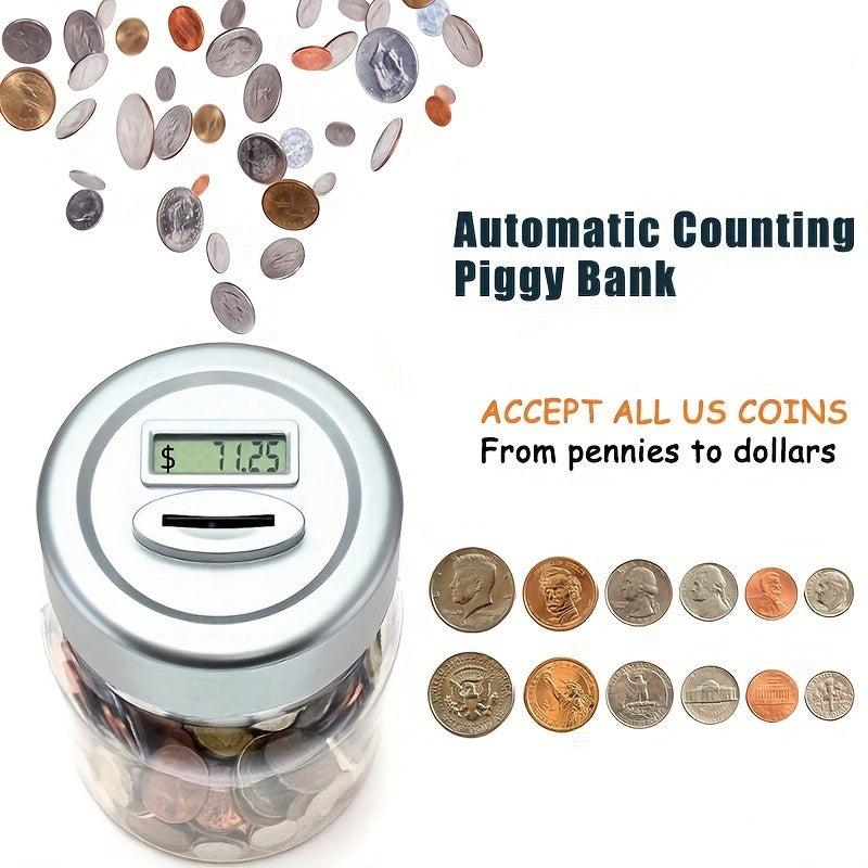 Electronic Counting Piggy Bank LED Display Identify US Coins Children's Bank