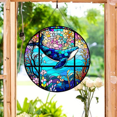 Sea Whale Coral Flower Memorial Suncatcher Window Hanging Decor
