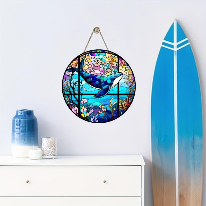 Sea Whale Coral Flower Memorial Suncatcher Window Hanging Decor