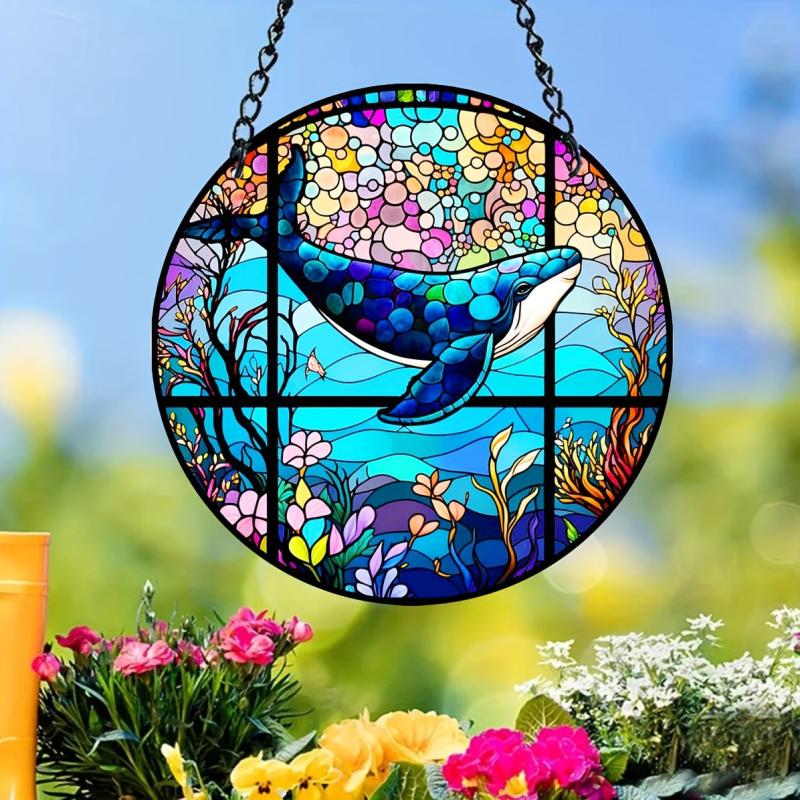 Sea Whale Coral Flower Memorial Suncatcher Window Hanging Decor