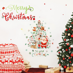 Christmas Window Stickers Santa Theme Decor Waterproof Removable Clings