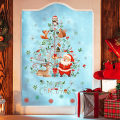 Christmas Window Stickers Santa Theme Decor Waterproof Removable Clings
