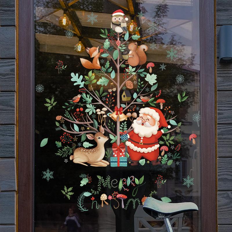 Christmas Window Stickers Santa Theme Decor Waterproof Removable Clings