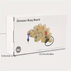 Wooden Dinosaur Busy Board - Montessori Sensory Toy