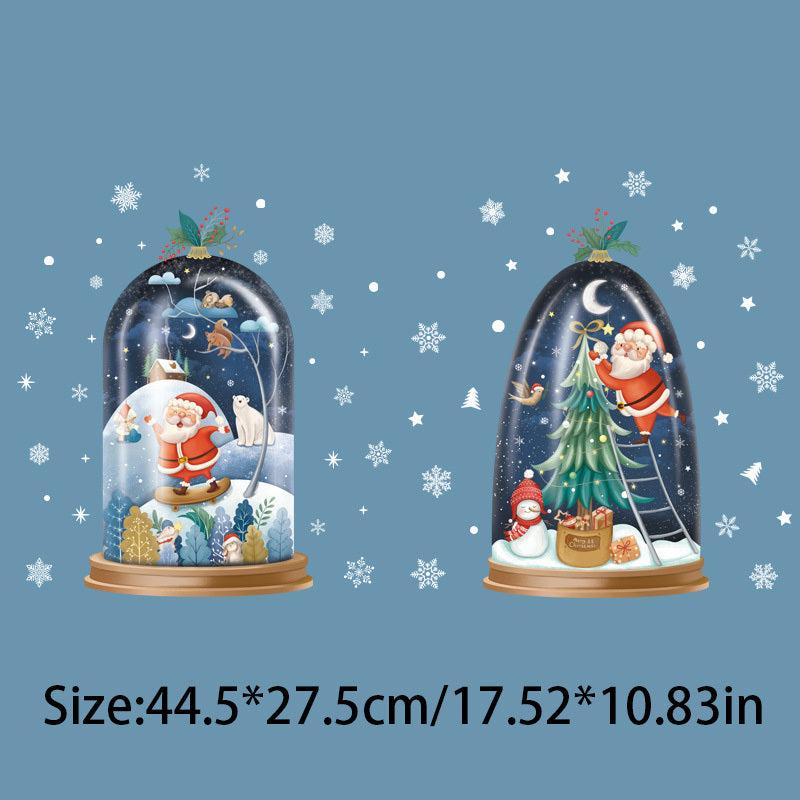 Christmas Decoration Stickers Snowman Wreath Xmas Year Door Wall Party Decor