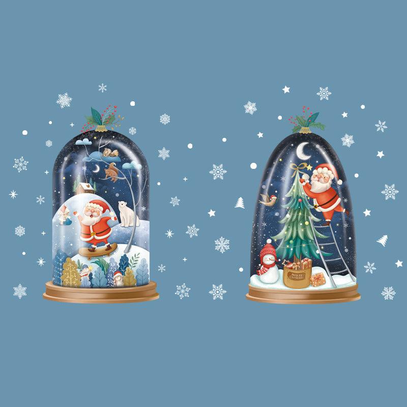 Christmas Decoration Stickers Snowman Wreath Xmas Year Door Wall Party Decor
