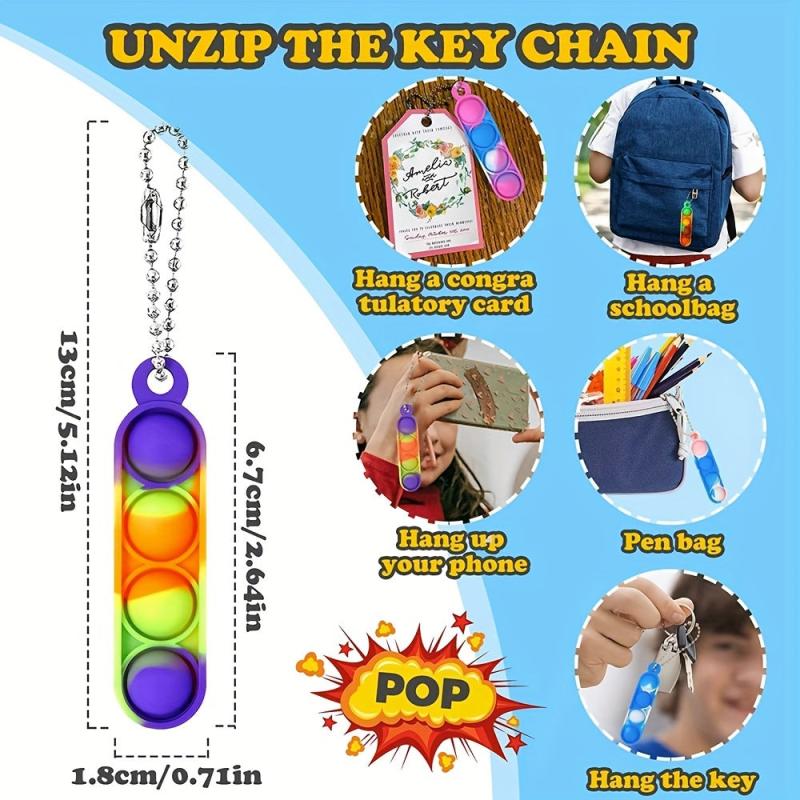 20pcs Colorful Fidget Toy Keychain Party Favors Classroom Prizes Christmas Gift