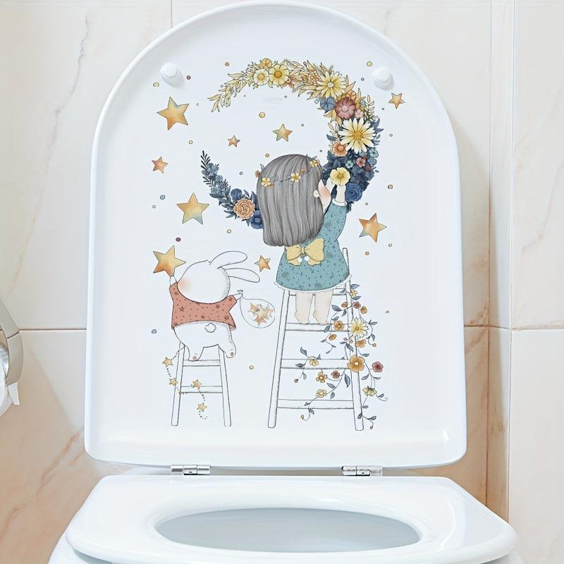 Home Decor Toilet Lid Wall Sticker PVC Waterproof Removable Sticker