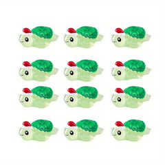 12pcs Mini Christmas Tortoise Figurines Resin Animals Cake Topper Garden Decor
