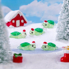 12pcs Mini Christmas Tortoise Figurines Resin Animals Cake Topper Garden Decor
