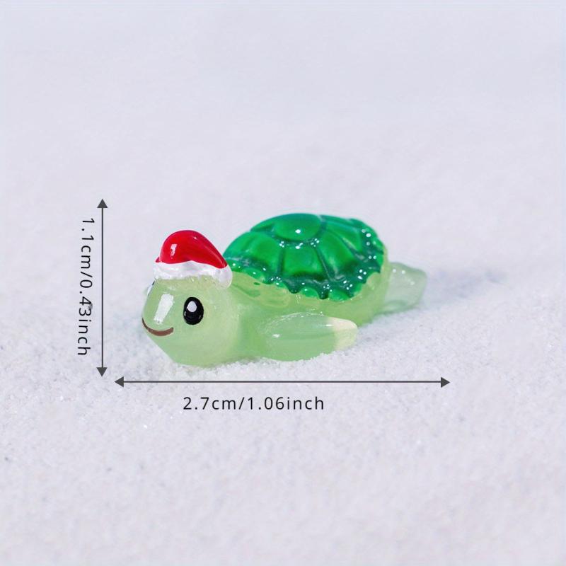 12pcs Mini Christmas Tortoise Figurines Resin Animals Cake Topper Garden Decor