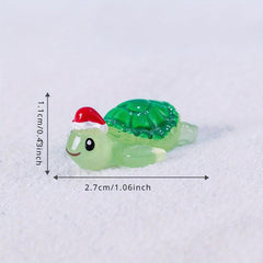 12pcs Mini Christmas Tortoise Figurines Resin Animals Cake Topper Garden Decor
