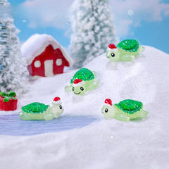 12pcs Mini Christmas Tortoise Figurines Resin Animals Cake Topper Garden Decor