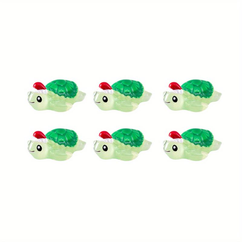 12pcs Mini Christmas Tortoise Figurines Resin Animals Cake Topper Garden Decor