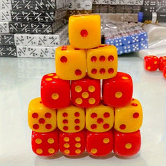 10pcs 16mm Acrylic Red Yellow Game Dices Halloween Party Supplies