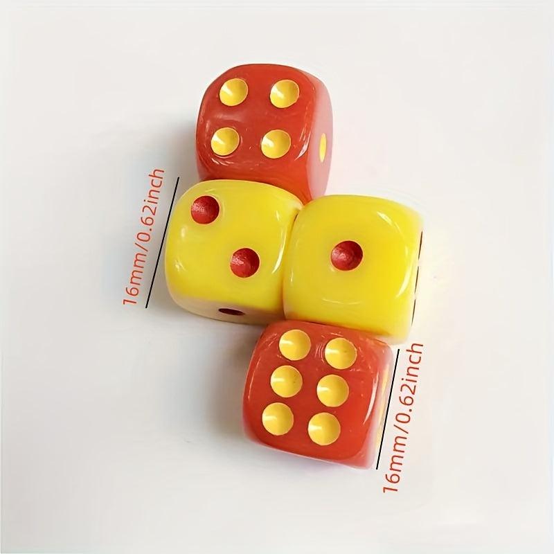 10pcs 16mm Acrylic Red Yellow Game Dices Halloween Party Supplies