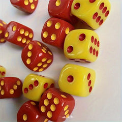 10pcs 16mm Acrylic Red Yellow Game Dices Halloween Party Supplies