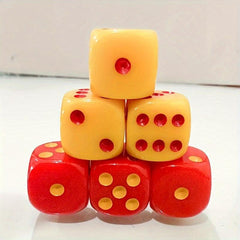 10pcs 16mm Acrylic Red Yellow Game Dices Halloween Party Supplies