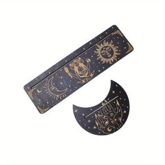 Moon & Rectangle Wooden Tarot Holders for Witch Divination - 2pcs Set