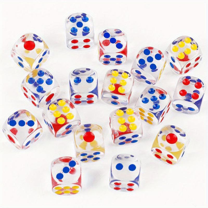 10pcs Colorful Resin Dices Set for Bar Games 14mm Transparent Chess Accessories