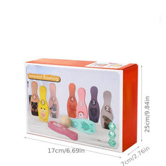Colorful Pattern Bowling Playset Interactive Fun Indoor Sports Wooden Toys