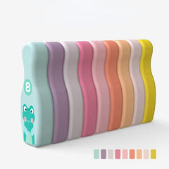 Colorful Pattern Bowling Playset Interactive Fun Indoor Sports Wooden Toys