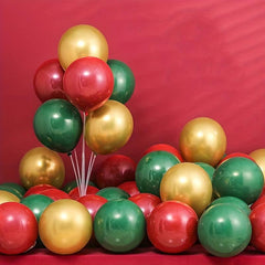 24pcs Red Green Metallic Balloon Set for Birthdays Weddings Christmas
