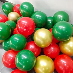 24pcs Red Green Metallic Balloon Set for Birthdays Weddings Christmas