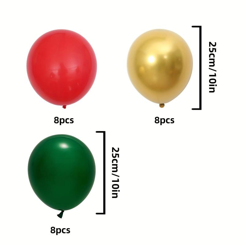 24pcs Red Green Metallic Balloon Set for Birthdays Weddings Christmas