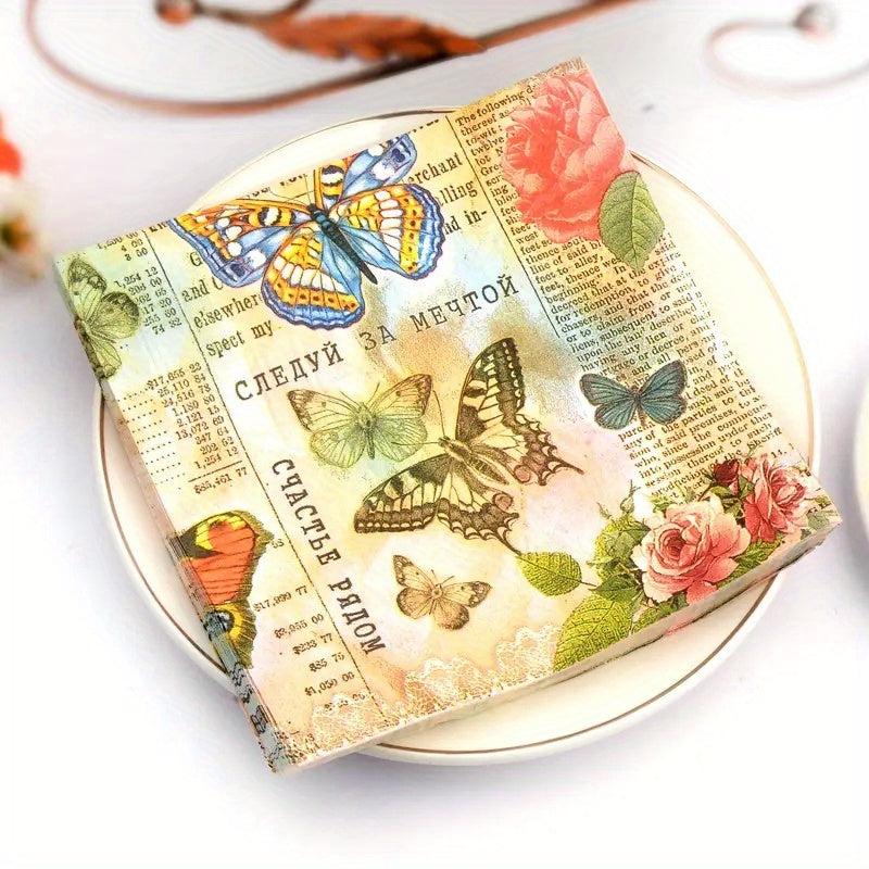 20pcs Colorful Floral Napkins for Mother's Celebrations