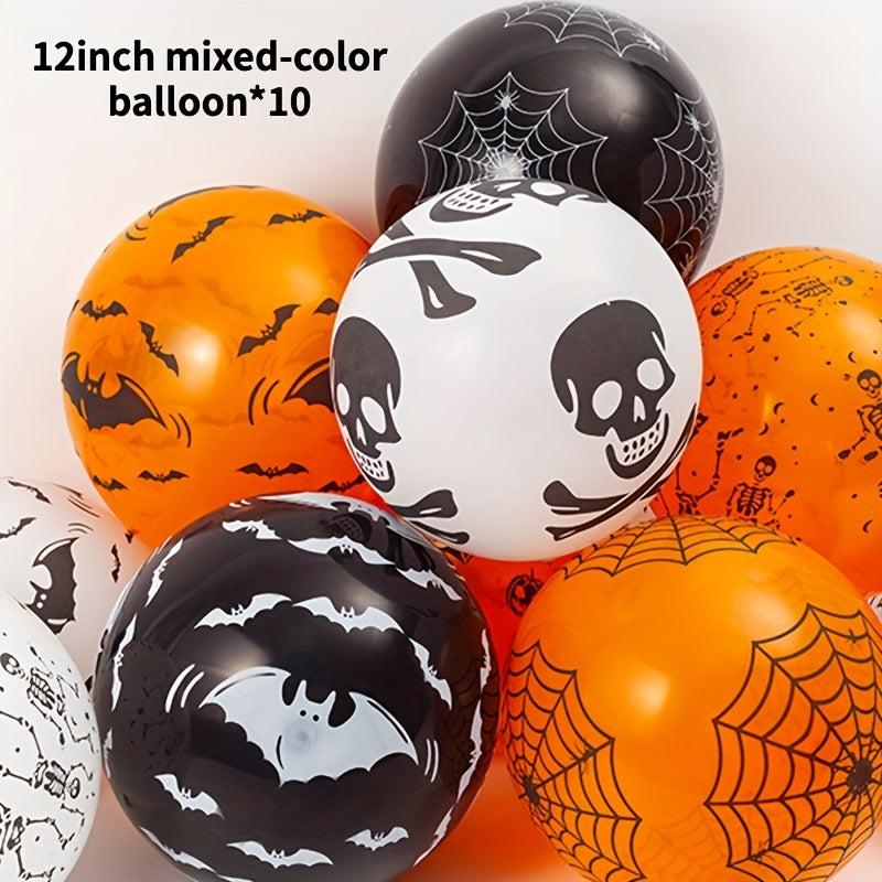 10pcs Halloween Party Balloon Dress Up Horror Decor Ghost Pumpkin Bats Balloon