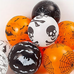 10pcs Halloween Party Balloon Dress Up Horror Decor Ghost Pumpkin Bats Balloon