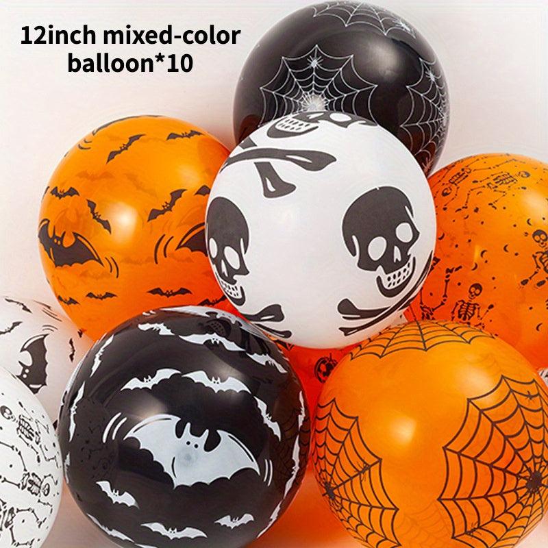 10pcs Halloween Party Balloon Dress Up Horror Decor Ghost Pumpkin Bats Balloon