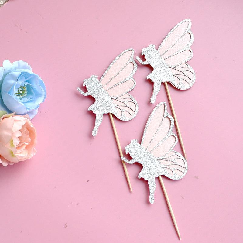 Fairy Mushroom Butterfly Fairy Cake Topper for Girls