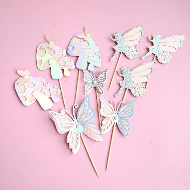 Fairy Mushroom Butterfly Fairy Cake Topper for Girls
