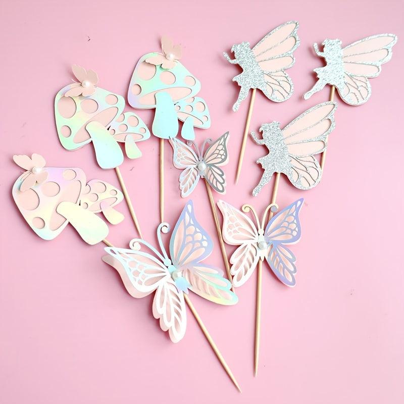 Fairy Mushroom Butterfly Fairy Cake Topper for Girls