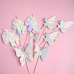 Fairy Mushroom Butterfly Fairy Cake Topper for Girls