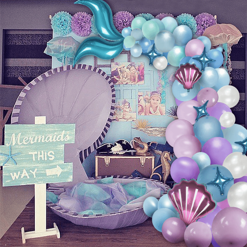 Mermaid Tail Balloon Garland Arch Kit for Girl Birthday Party Decorations
