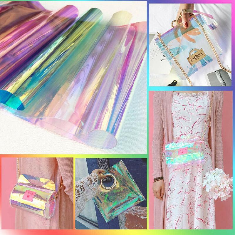 Rainbow Crafts Iridescent Holographic PVC Fabric Faux Leather Film