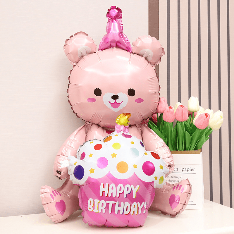 3D Cake Bear Aluminum Film Balloon Kids Birthday Party Decoration