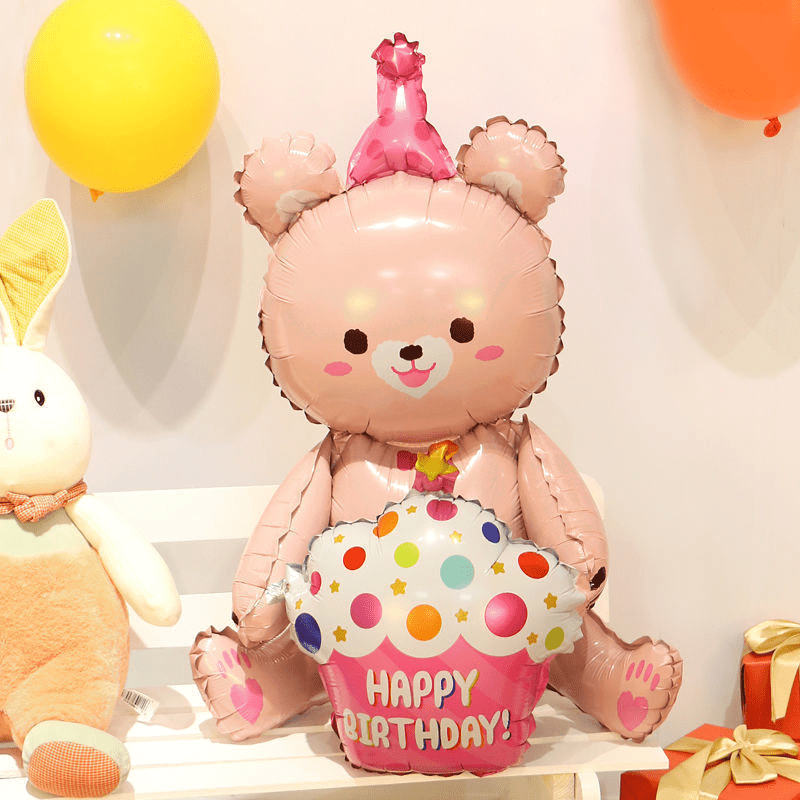 3D Cake Bear Aluminum Film Balloon Kids Birthday Party Decoration