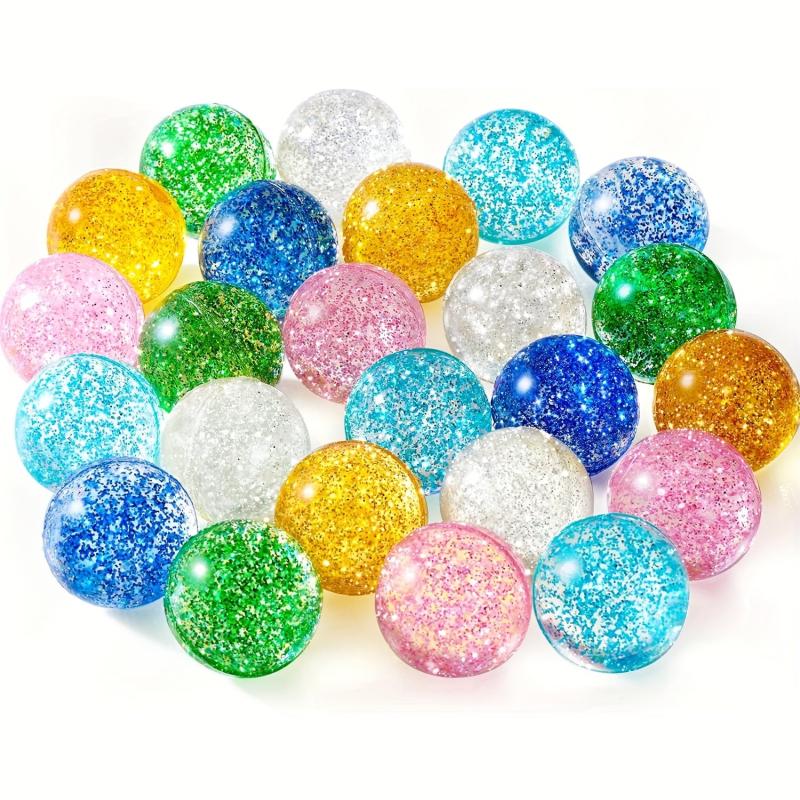 12pcs Glitter Bouncy Balls Party Favors 6 Colors 30mm Rubber Bounce Balls