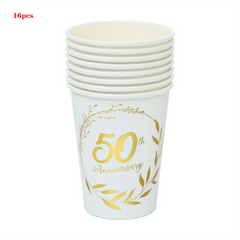 16pcs 25th & 50th Anniversary Party Supplies Decorations & Tableware