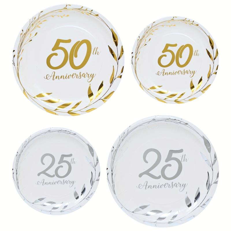 16pcs 25th & 50th Anniversary Party Supplies Decorations & Tableware
