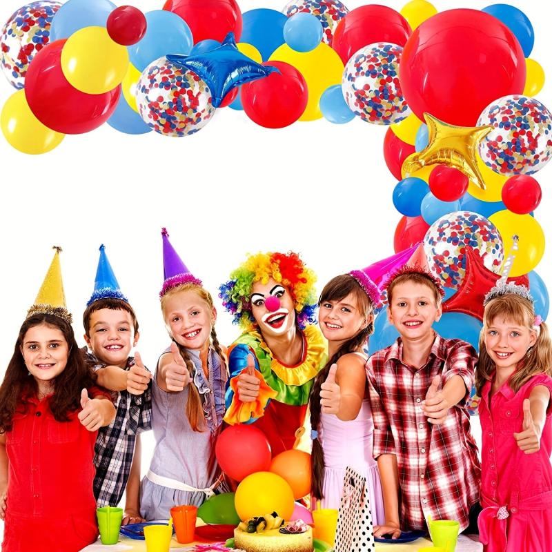 120pcs Clown Theme Red Yellow Sequin Balloons Birthday Party Decoration